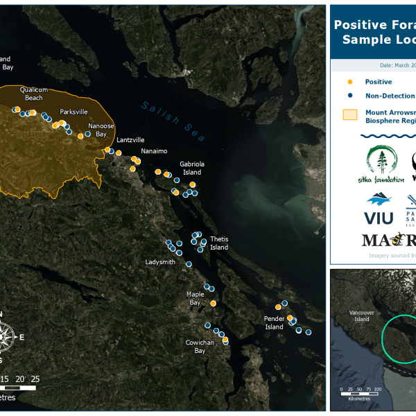 Map of sample sites across eastern Vancouver Island