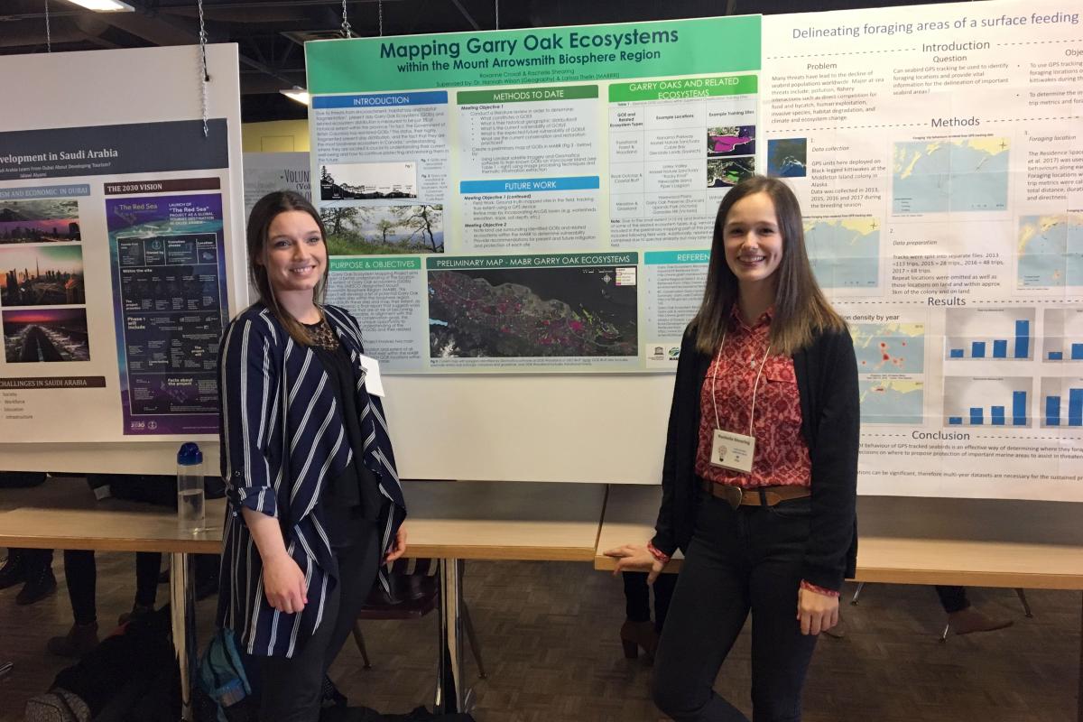 Roxanne Croxall (left) and Rachelle Shearing (right) present their poster at CREATE 2018